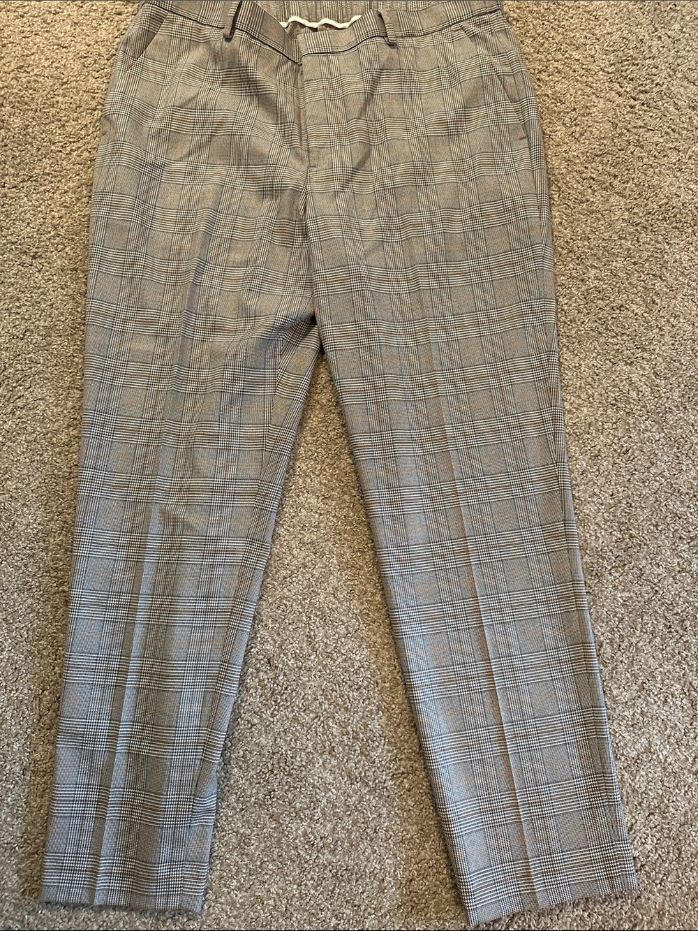 Express Classic Glen Plaid Tapered Dress Pants - Neutral Tones
